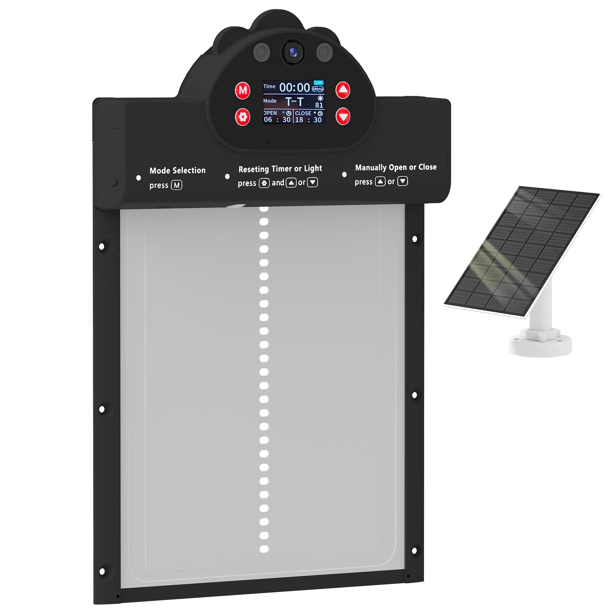 2K HD AI Camera Automatic Chicken Coop Door with APP, WiFi Solar Powered with 5200 mAh Large Battery, Alarm Driver-Small Animals-DECOROLALA