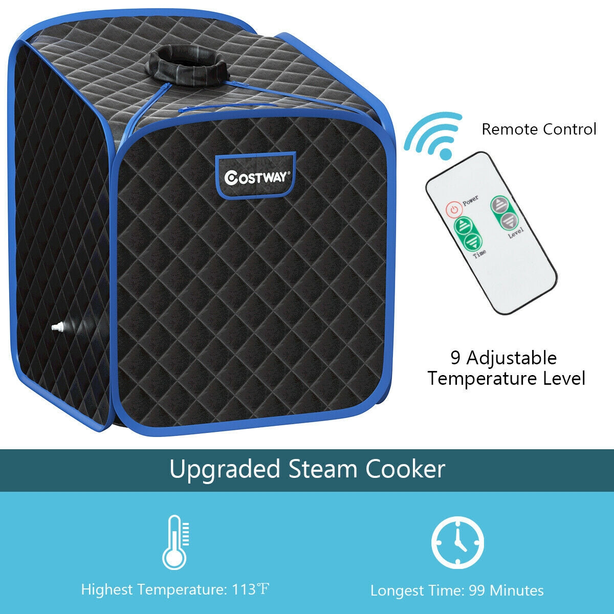 2L Portable Folding Steam Sauna Spa-Black-Saunas-DECOROLALA