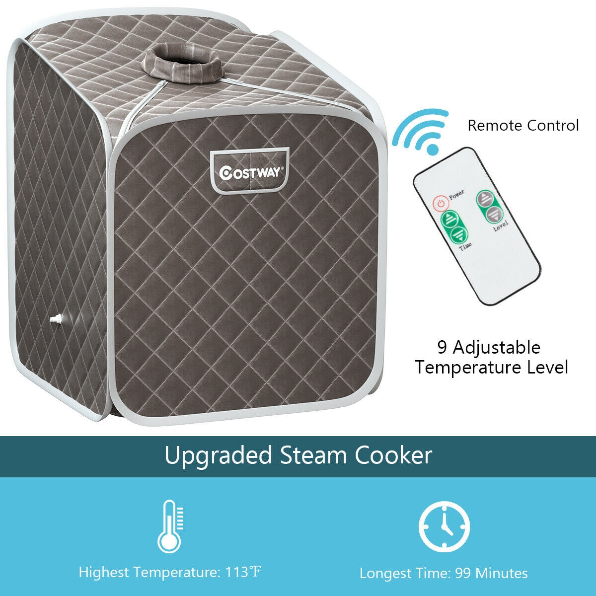 2L Portable Folding Steam Sauna Spa-Gray-Saunas-DECOROLALA