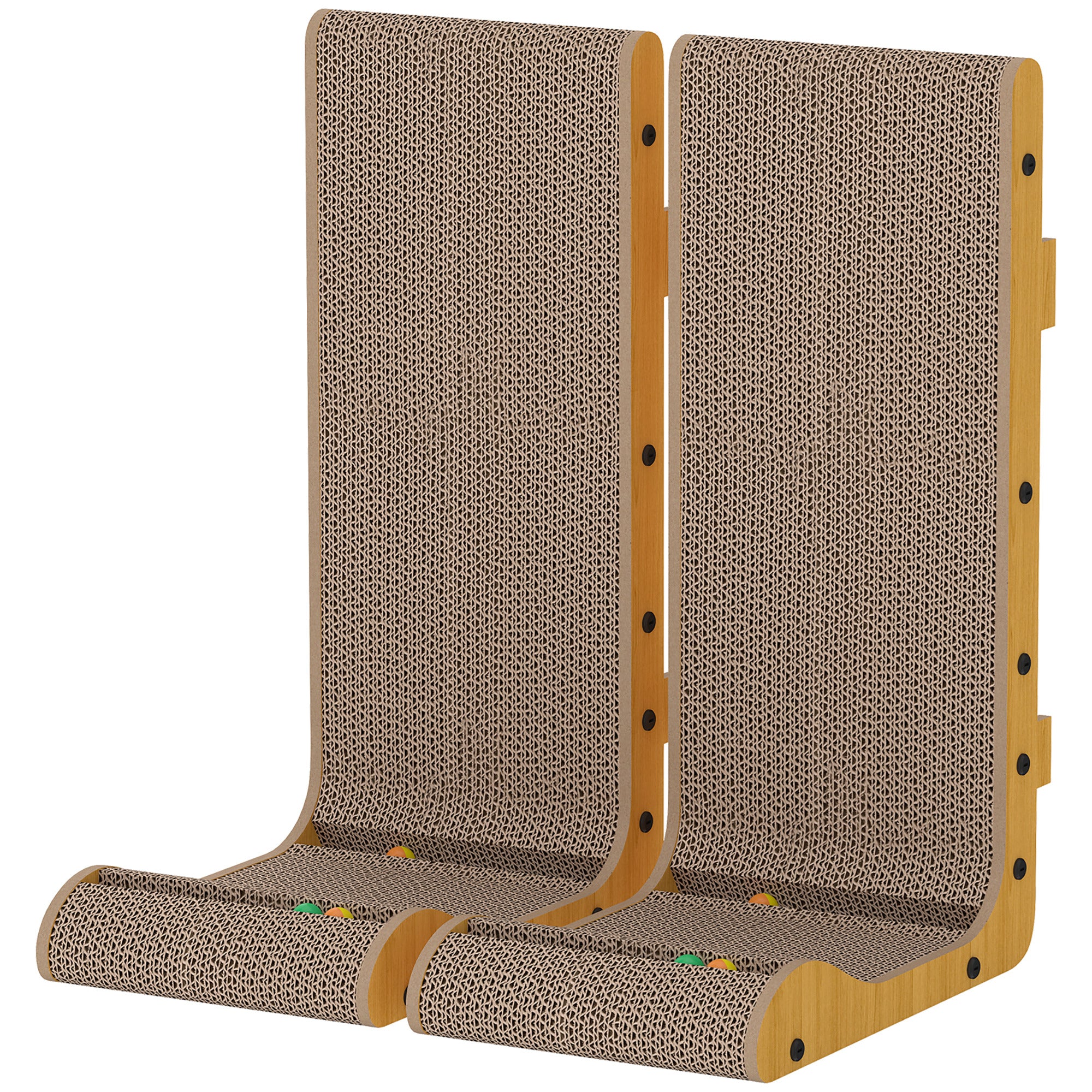 2PCS Cat Scratching Board L Shape Cat Scratcher Cat Scratching Pad with 3 Toy Balls, Catnip-Cats-DECOROLALA