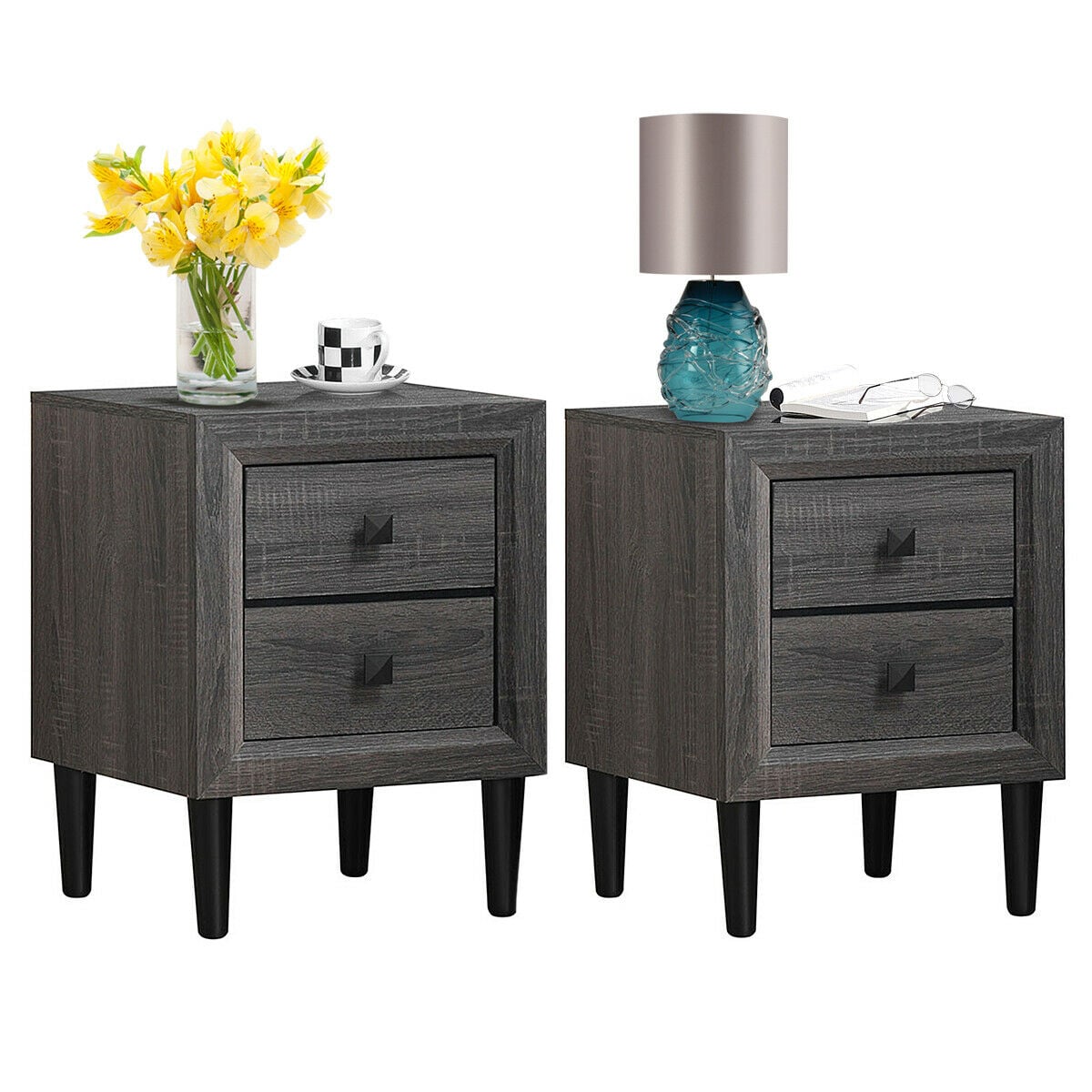 2PCS Nightstand W/2 Drawer Multipurpose-Nightstands-DECOROLALA