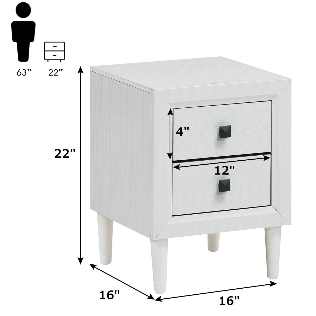 2Pcs Multipurpose Retro Nightstand with 2 Drawers-White-Nightstands-DECOROLALA