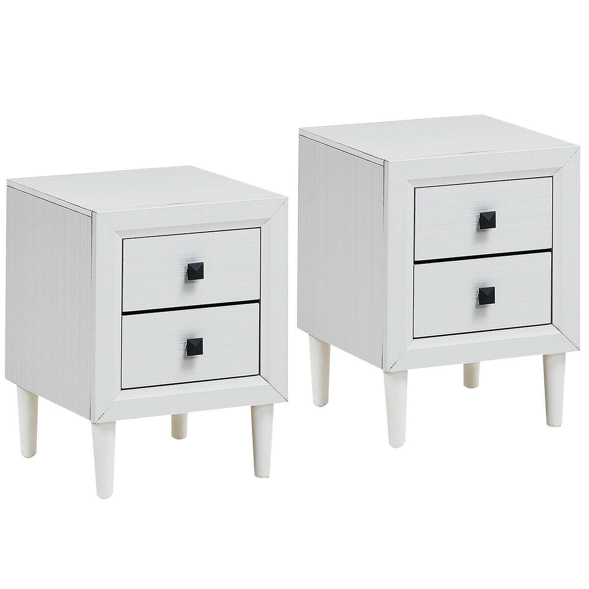 2Pcs Multipurpose Retro Nightstand with 2 Drawers-White-Nightstands-DECOROLALA