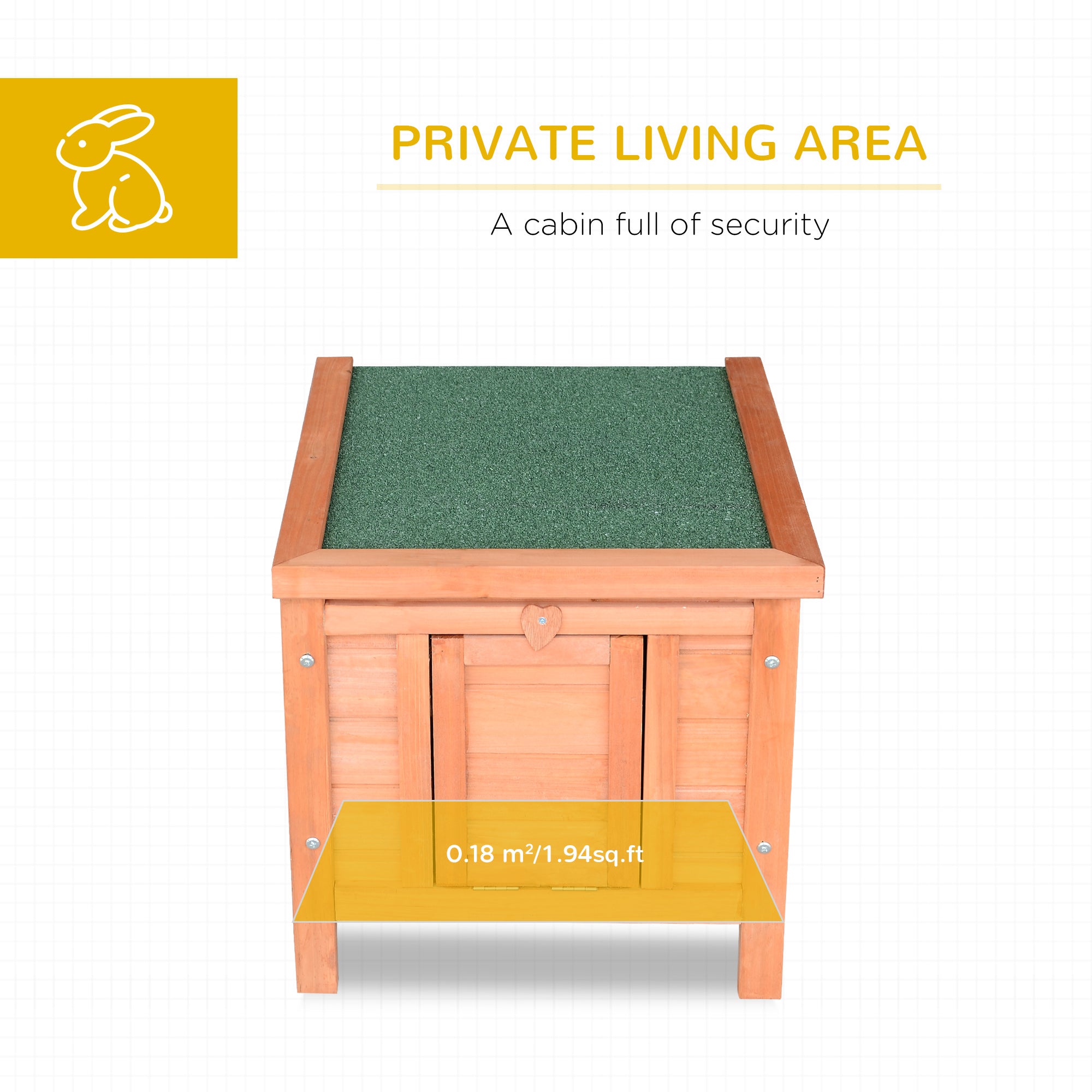 Wooden Rabbit Hutch, Bunny Cage with Waterproof & Openable Asphalt Roof, Outdoor Cat House Guinea Pig Cage Duck Shelter, Indoor Outdoor Use, 20" x 16.5" x 17", Orange