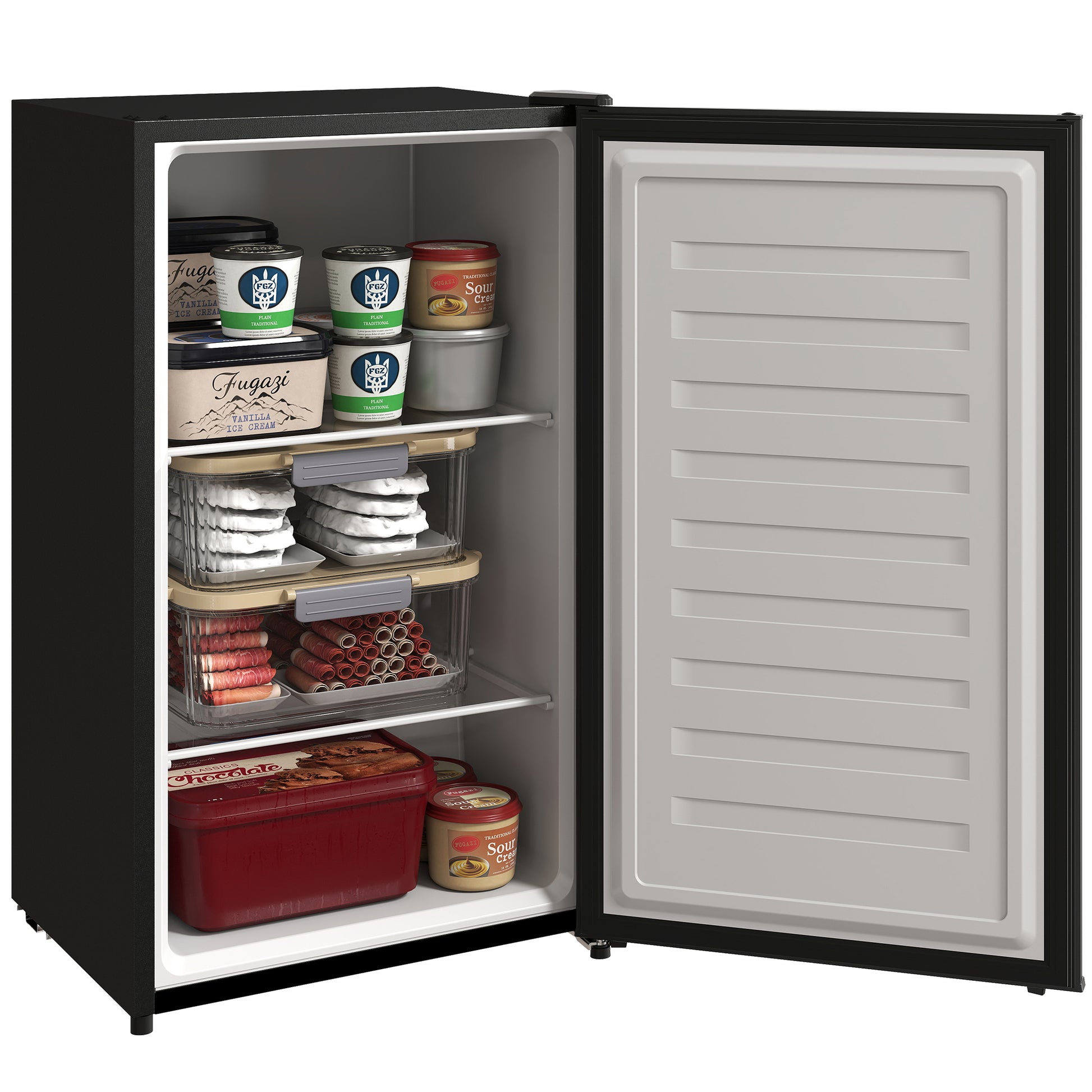 2.1 Cu. Ft. Compact Freezer, Reversible Door, Adjustable Temp, Black-DECOROLALA