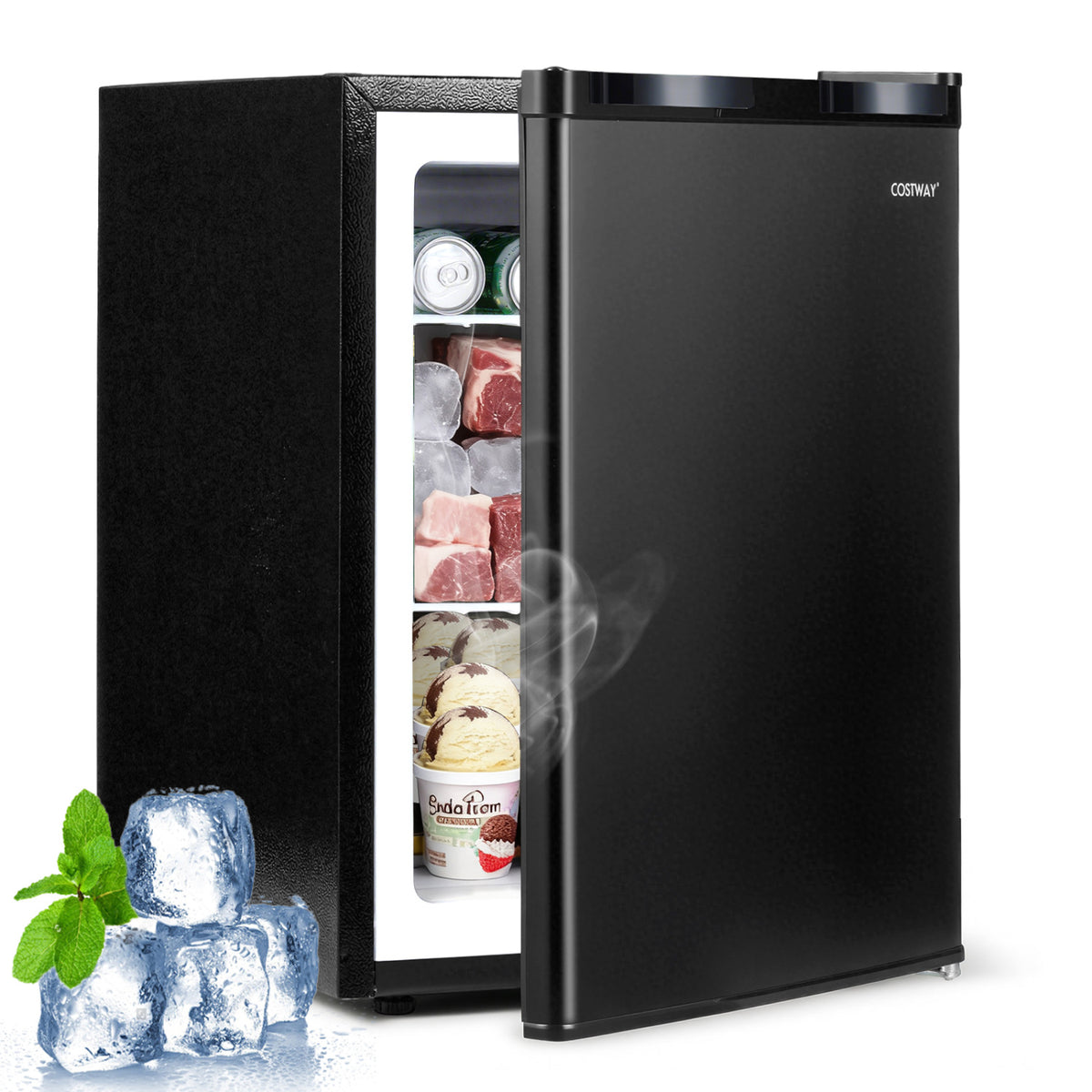 2.1 Cu.Ft Small Freezer with Reversible Single Door Energy Saving-Black-Refrigerators-DECOROLALA