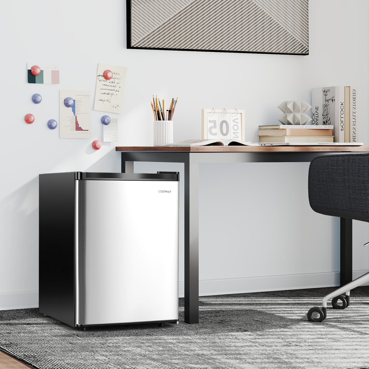 2.1 Cu.Ft Small Freezer with Reversible Single Door Energy Saving-Silver-Refrigerators-DECOROLALA