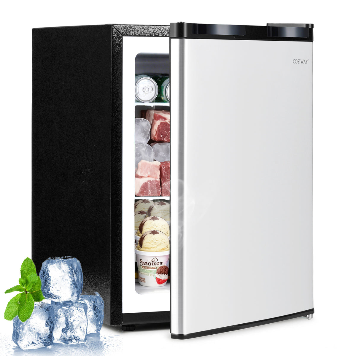 2.1 Cu.Ft Small Freezer with Reversible Single Door Energy Saving-Silver-Refrigerators-DECOROLALA