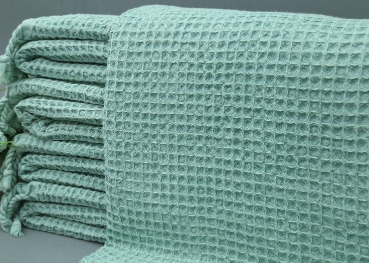 WAFFLE MINT TURKISH TOWEL-Turkish Towel-DECOROLALA
