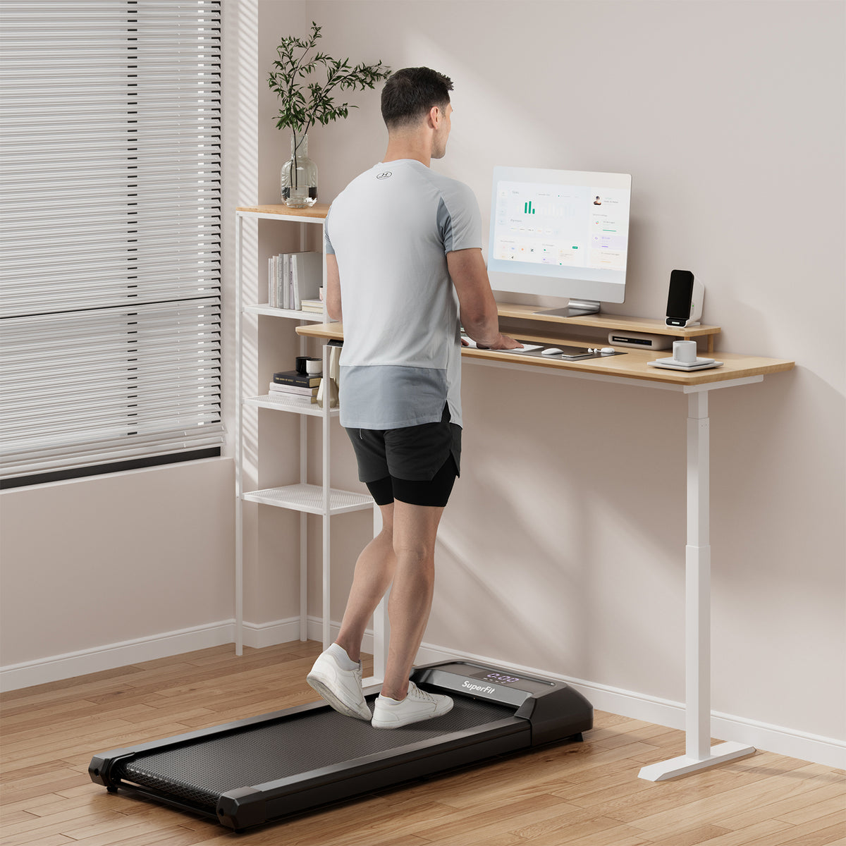 2.25 HP Walking Pad with LED Display and Remote Control-Black-Treadmills-DECOROLALA