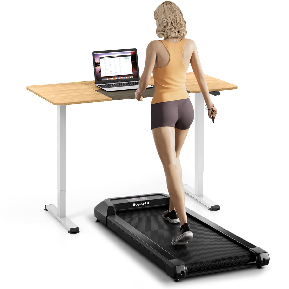 2.25 HP Walking Pad with LED Display and Remote Control-Black-Treadmills-DECOROLALA