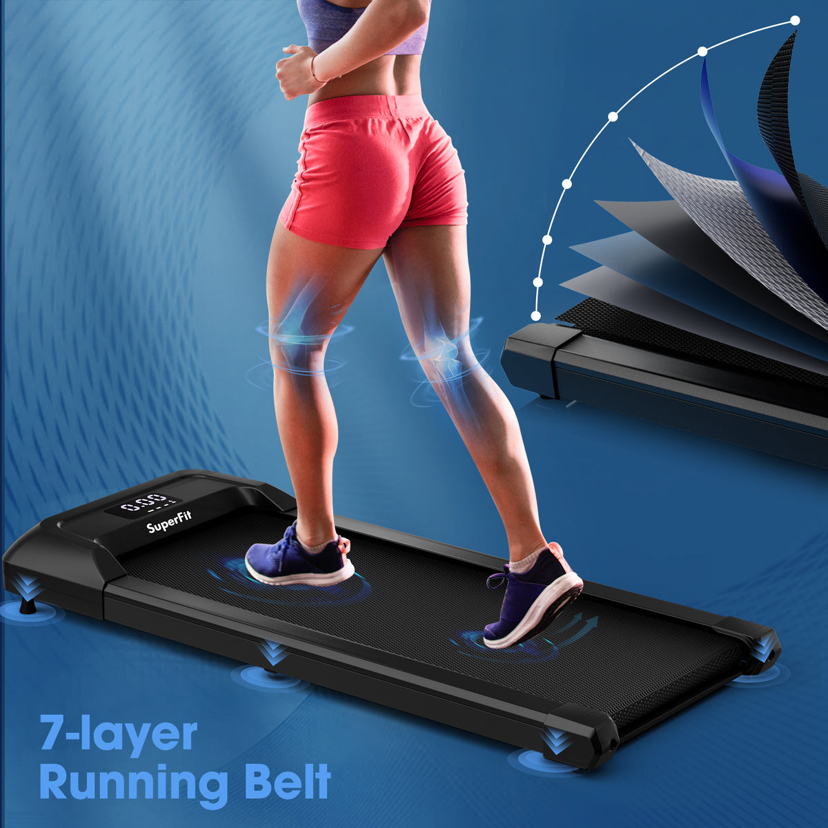 2.25 HP Walking Pad with LED Display and Remote Control-Black-Treadmills-DECOROLALA