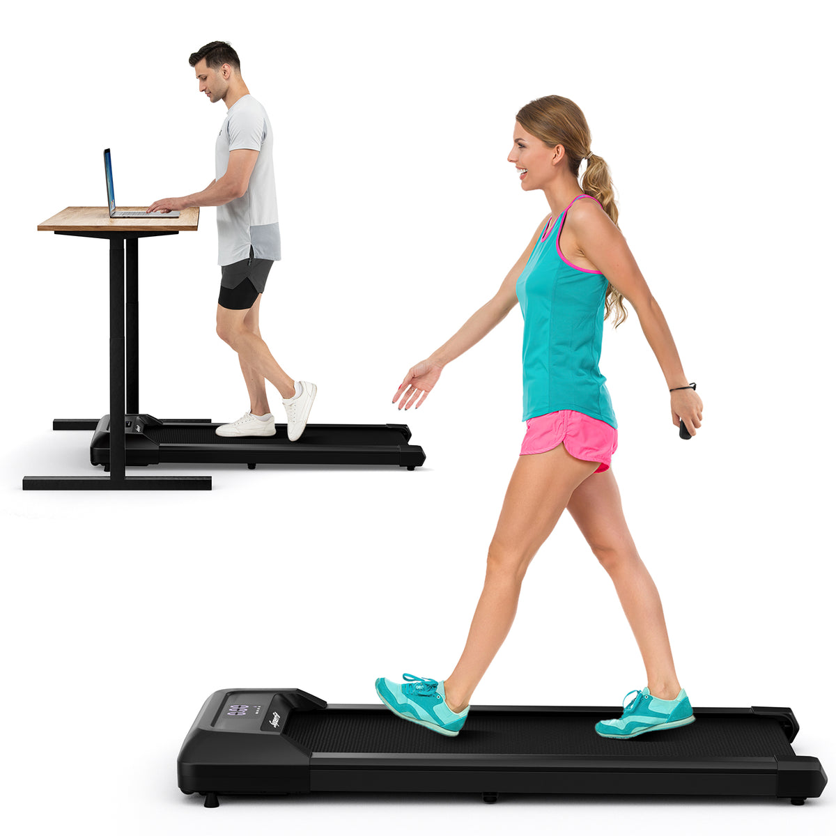2.25 HP Walking Pad with LED Display and Remote Control-Black-Treadmills-DECOROLALA