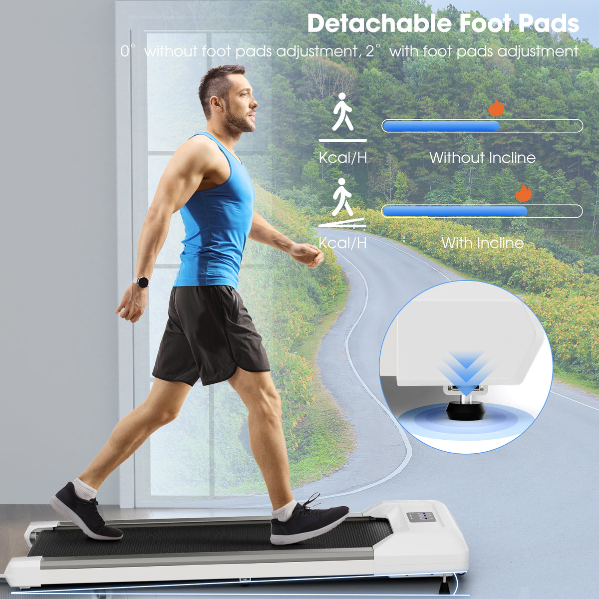 2.25 HP Walking Pad with LED Display and Remote Control-Grey-Treadmills-DECOROLALA