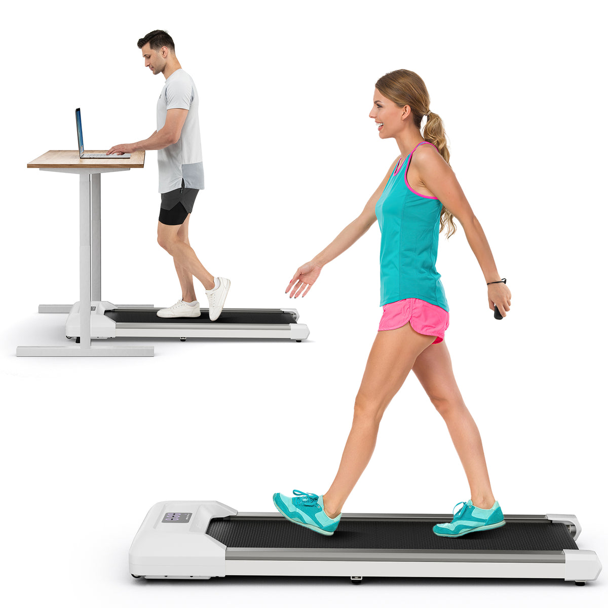 2.25 HP Walking Pad with LED Display and Remote Control-Grey-Treadmills-DECOROLALA