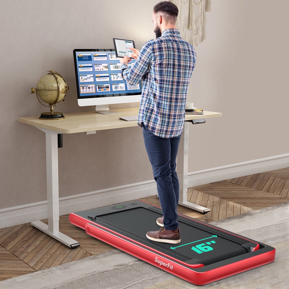 2.25HP 2 in 1 Folding Treadmill with APP Speaker Remote Control-Red-Treadmills-DECOROLALA