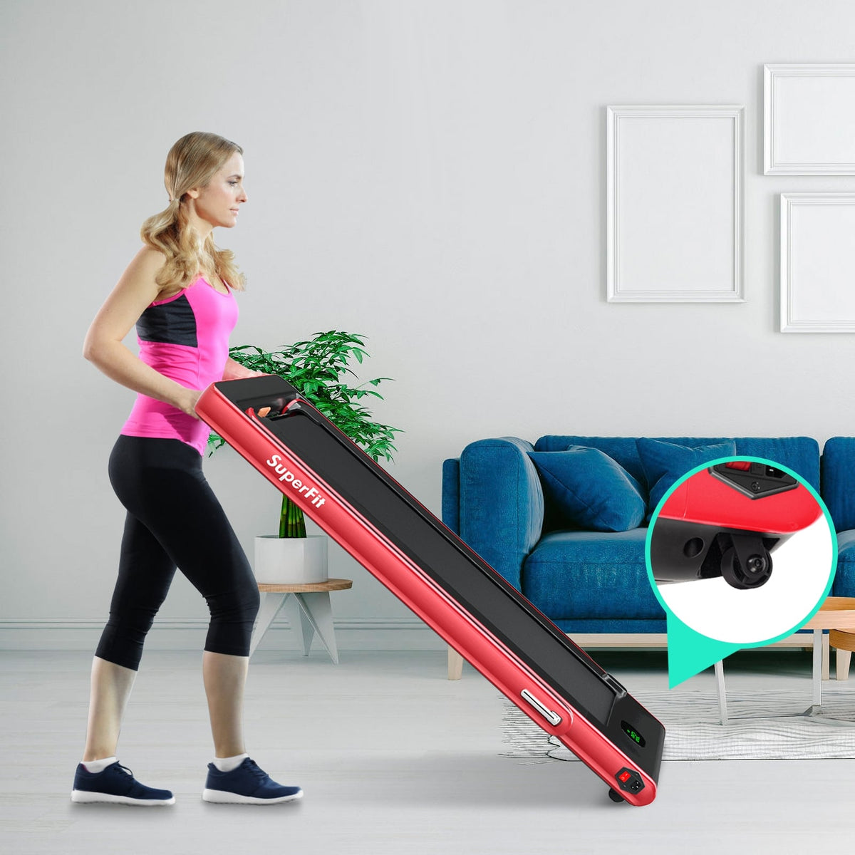 2.25HP 2 in 1 Folding Treadmill with APP Speaker Remote Control-Red-Treadmills-DECOROLALA