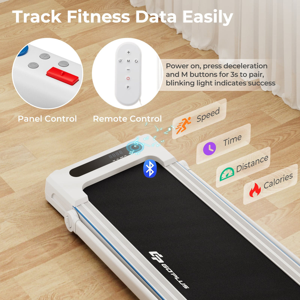 2.25HP 3-in-1 Folding Treadmill with Table Speaker Remote Control-White-Treadmills-DECOROLALA