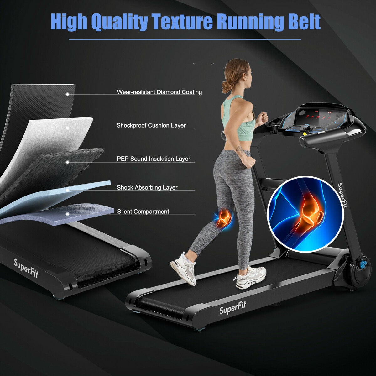 2.25HP Folding Treadmill Running Jogging Machine with APP heart rate bluetooth-Treadmills-DECOROLALA