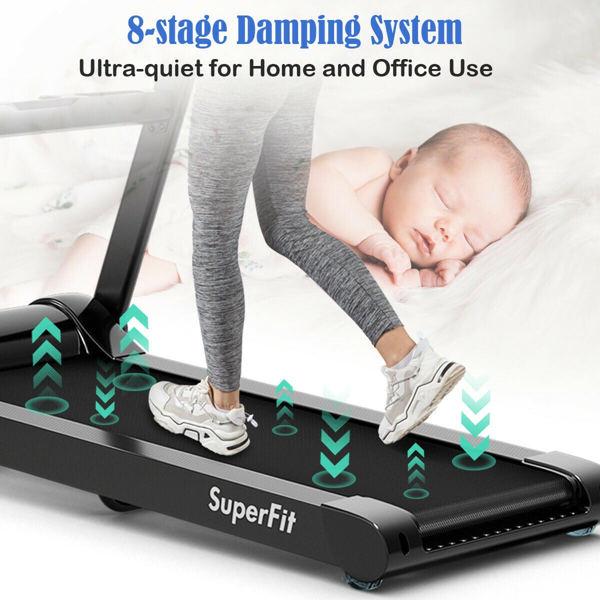 2.25HP Folding Treadmill Running Jogging Machine with APP heart rate bluetooth-Treadmills-DECOROLALA