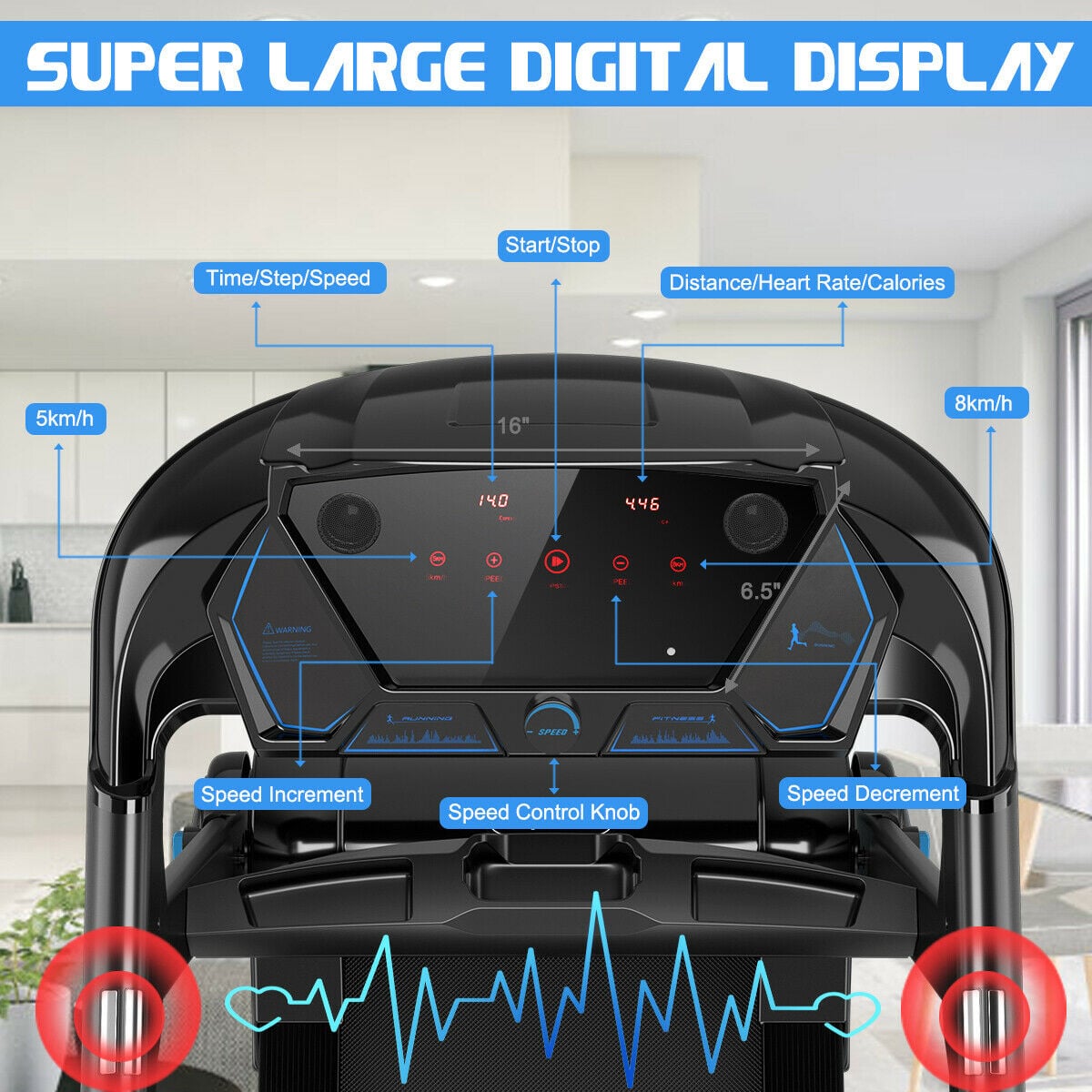 2.25HP Folding Treadmill Running Jogging Machine with APP heart rate bluetooth-Treadmills-DECOROLALA