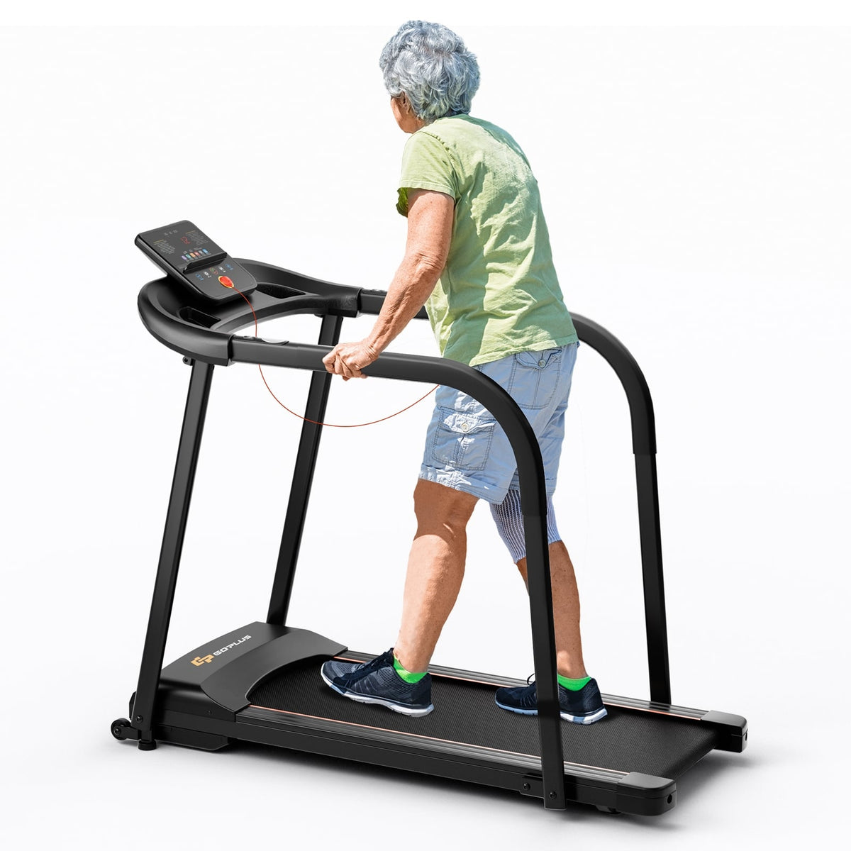 2.5 HP Walking Treadmill with Long Handrails for Seniors-Black-Treadmills-DECOROLALA