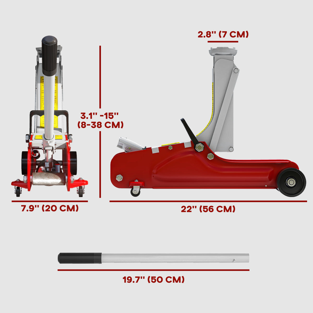 2.5 Ton Low Profile Hydraulic Racing Floor Jack - Red-Home Improvement > Tools > Automotive-DECOROLALA