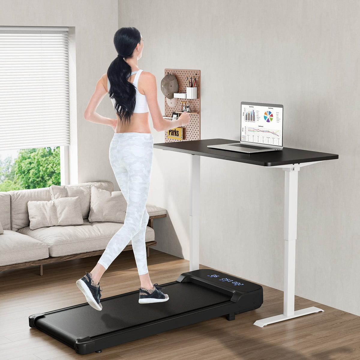 2.5HP Under Desk Treadmill with Remote Control and 3 Countdown Modes-Black-Treadmills-DECOROLALA