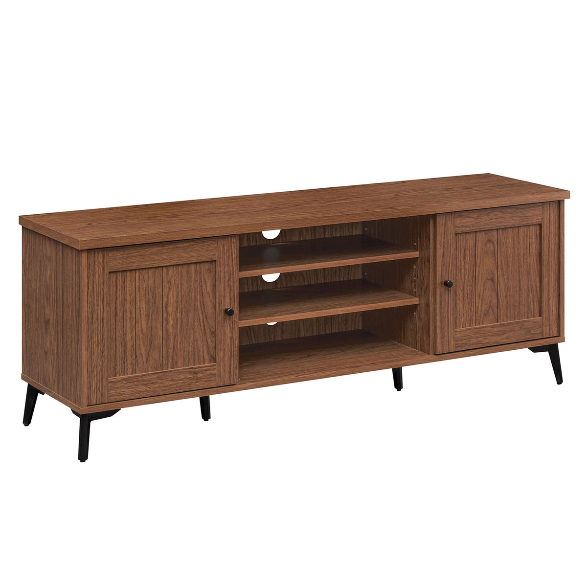 2-Door TV Stand for TVs up to 65 Inch Mid Century Modern Entertainment Center-Brown-Entertainment Centers & TV Stands-DECOROLALA