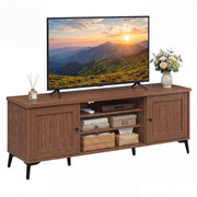2-Door TV Stand for TVs up to 65 Inch Mid Century Modern Entertainment Center-Brown-Entertainment Centers & TV Stands-DECOROLALA