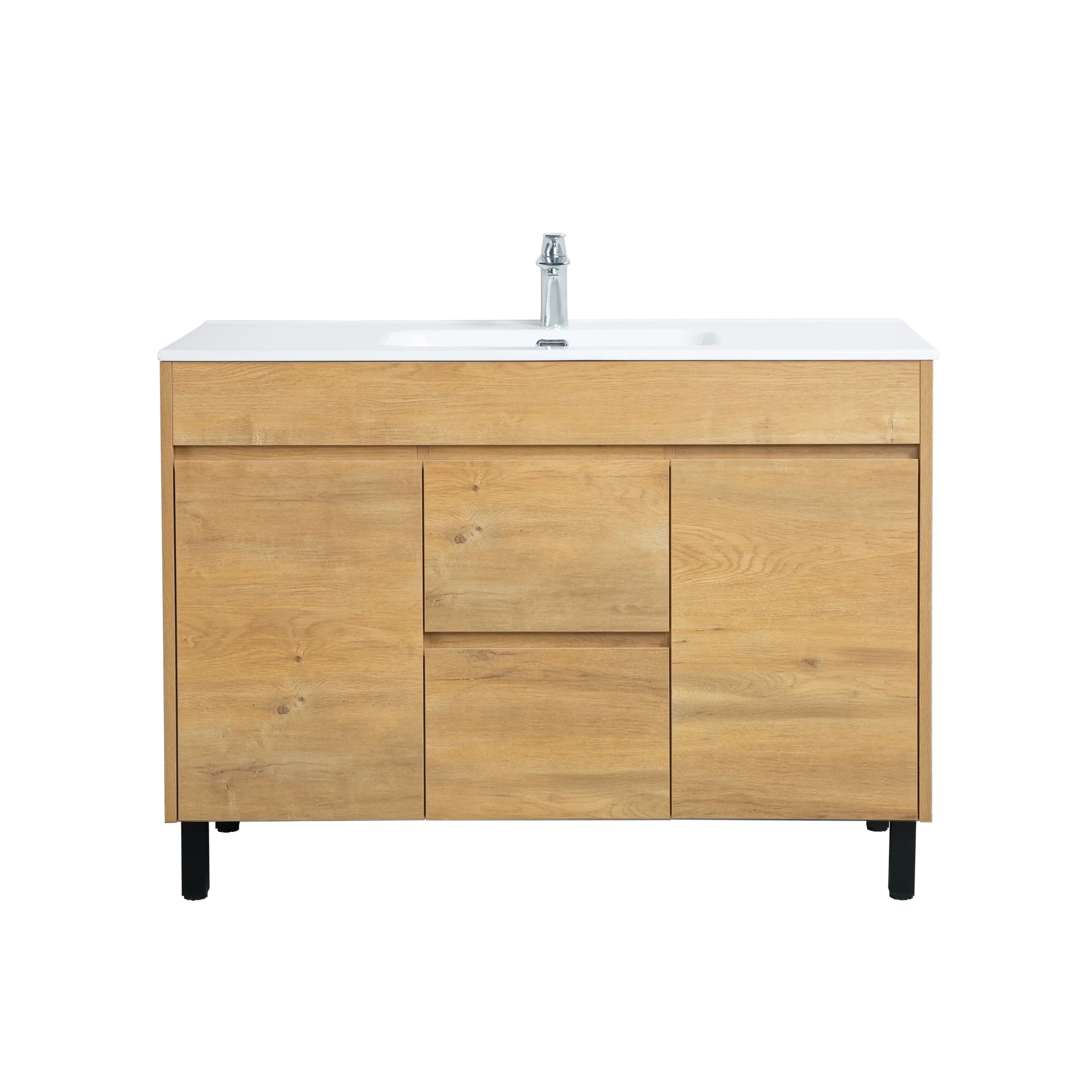 48" Frosted Oak Freestanding Bathroom Vanity with White Ceramic Countertop