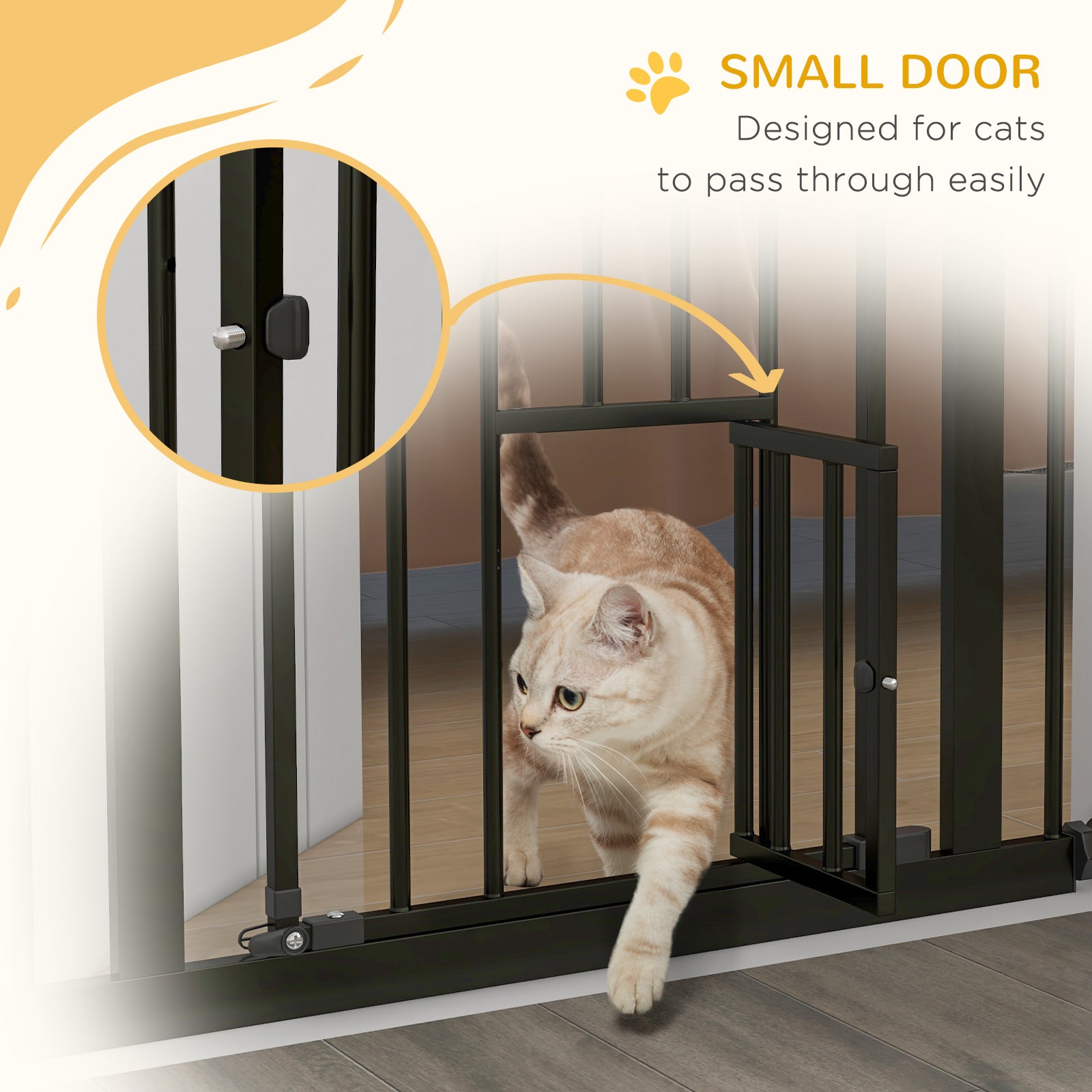 36" Easy Open Indoor Dog Gates for Doorways, House, Stair - Black