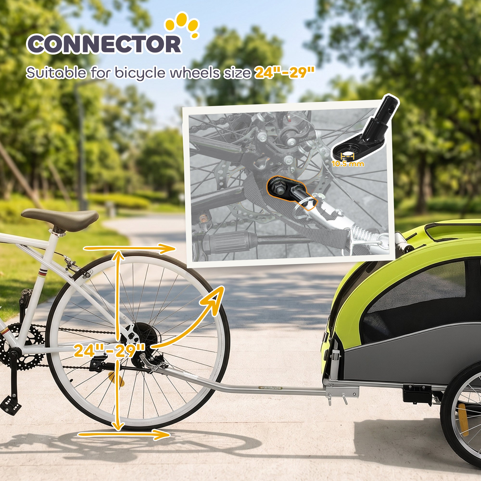 Aosom 2 in 1 Dog Bike Trailer, Foldable Pet Stroller, Dog Bicycle Trailer with Suspension, Universal Bicycle Coupler, Green