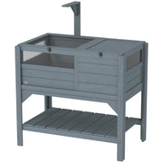 Wooden Tortoise House Habitat with Shelf, Light Support Frame, Tray for Indoor Use, 33" L x 20" W x 41" H