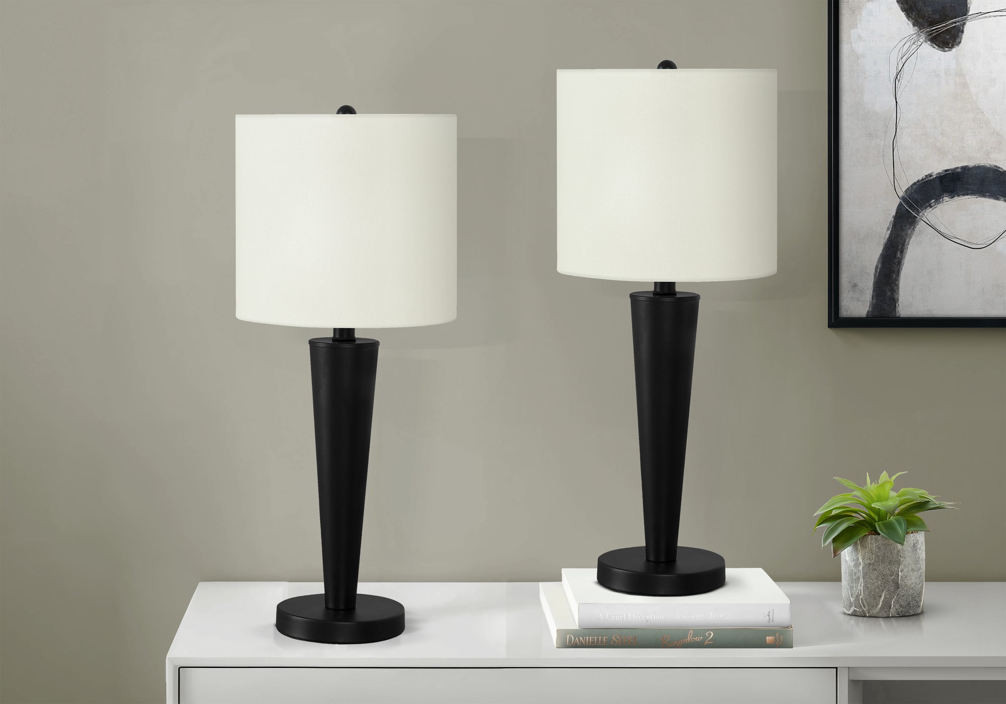2pc 24"H Table Lamps Nickel/Grey USB-Lighting-DECOROLALA