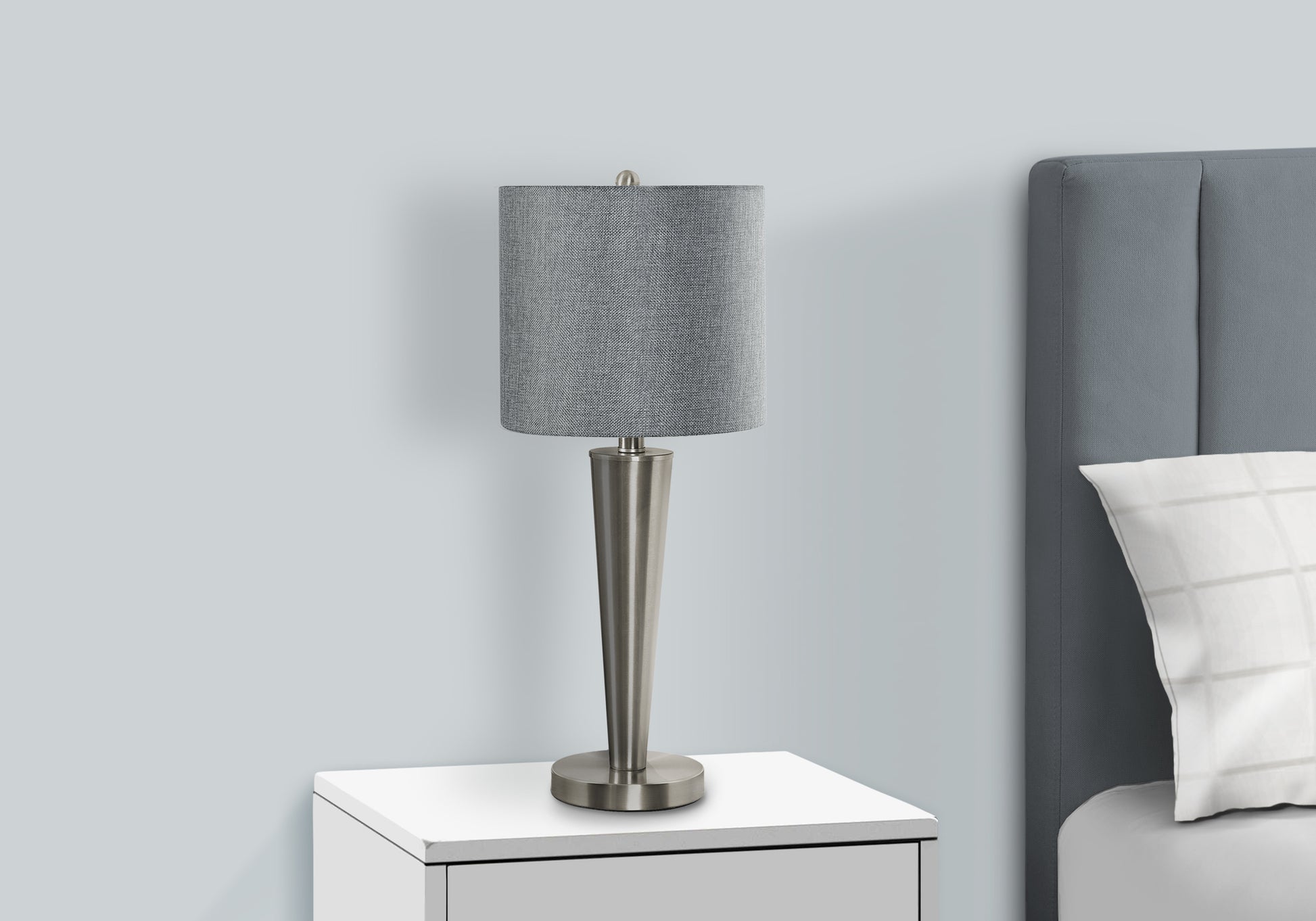 2pc 24"H Table Lamps Nickel/Grey USB-Lighting-DECOROLALA