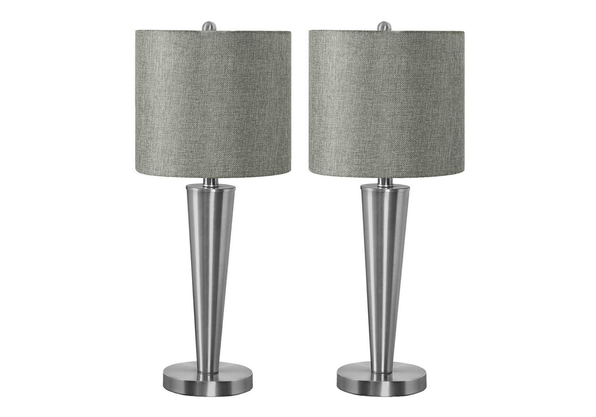 2pc 24"H Table Lamps Nickel/Grey USB-Lighting-DECOROLALA