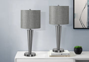 2pc 24"H Table Lamps Nickel/Grey USB-Lighting-DECOROLALA