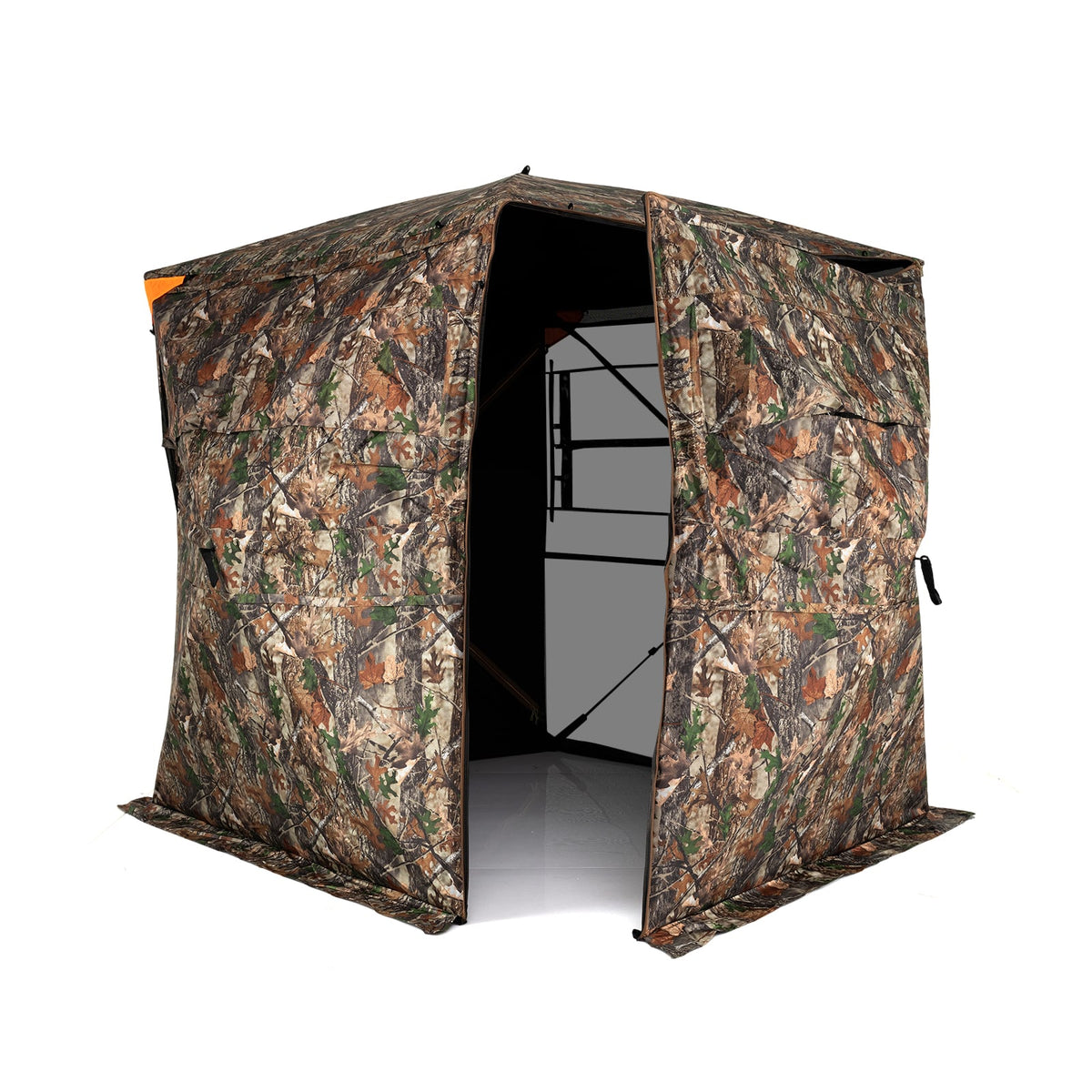 3-4 Person Hunting Blind 270° See-Through Pop-up Ground Blind with Full-Open Swing Door-Tents-DECOROLALA