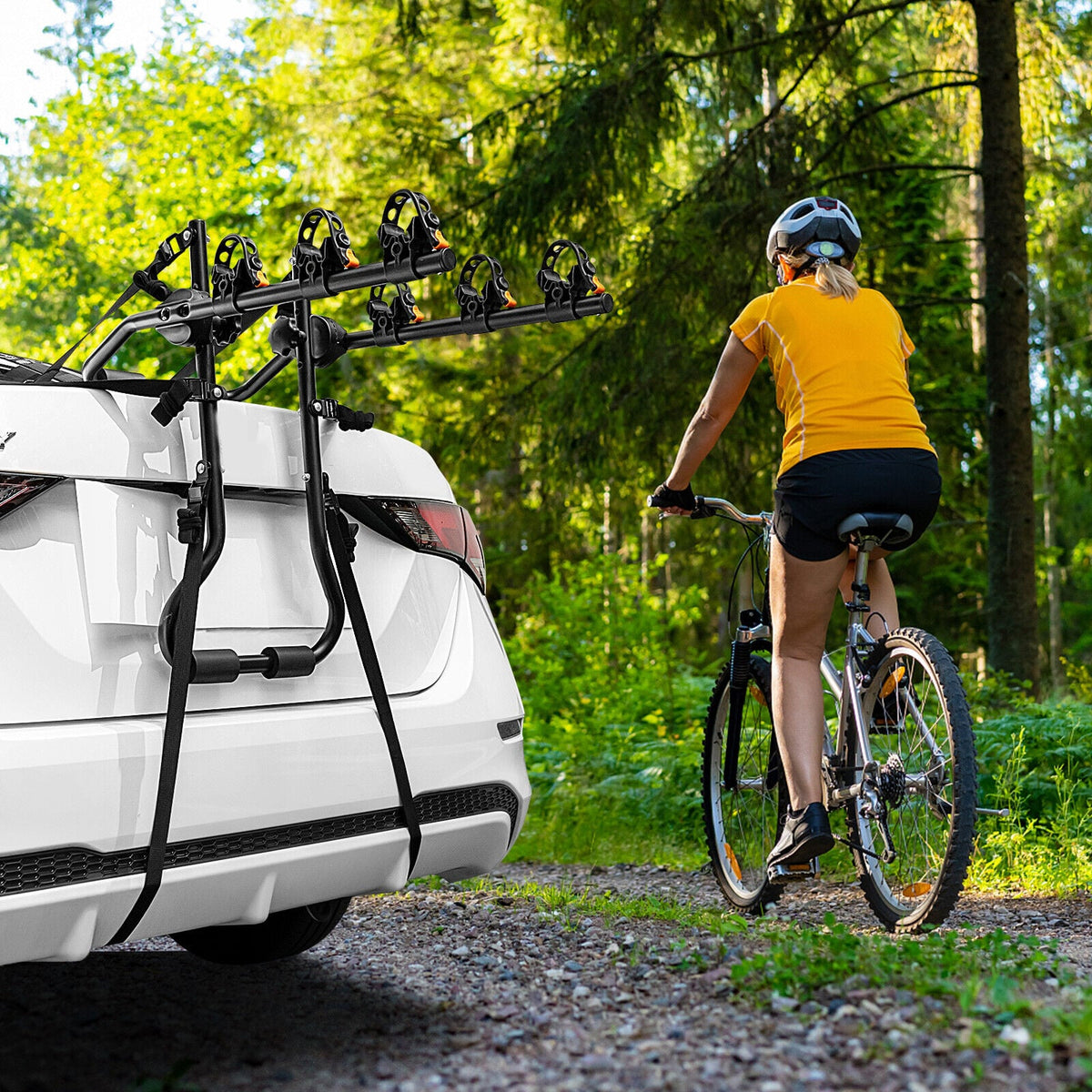 3-Bike Trunk Mounted Bike Rack for Sedan Hatchback Minivan SUV-Black-Garages-DECOROLALA