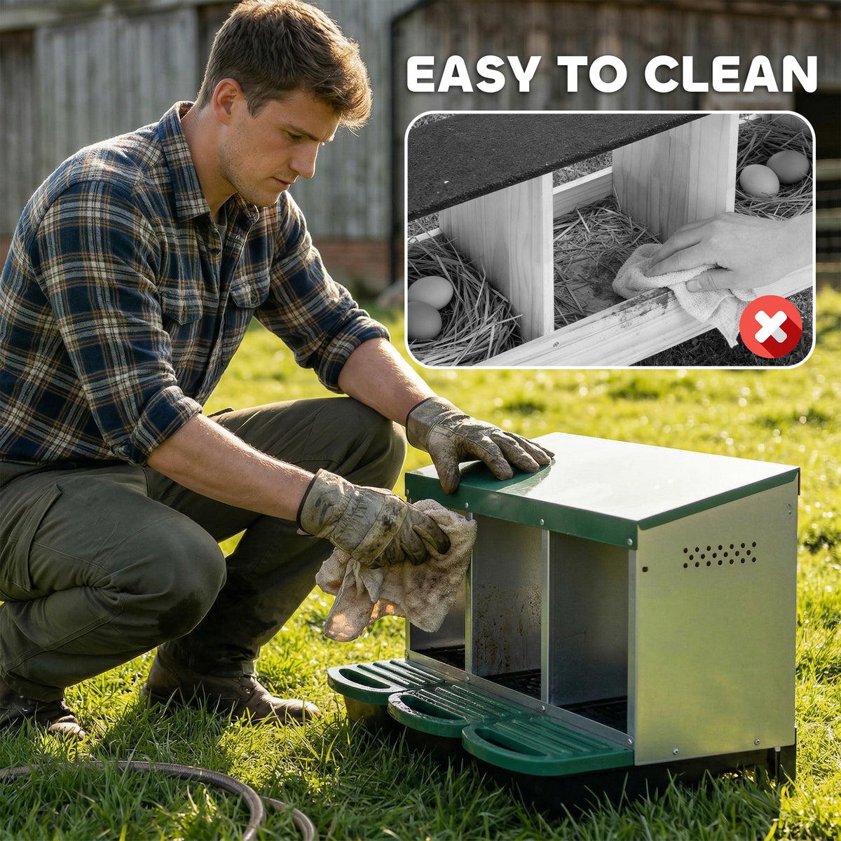 3-Compartment Roll-Away Chicken Nesting Box - Galvanized Steel-Small Animals-DECOROLALA