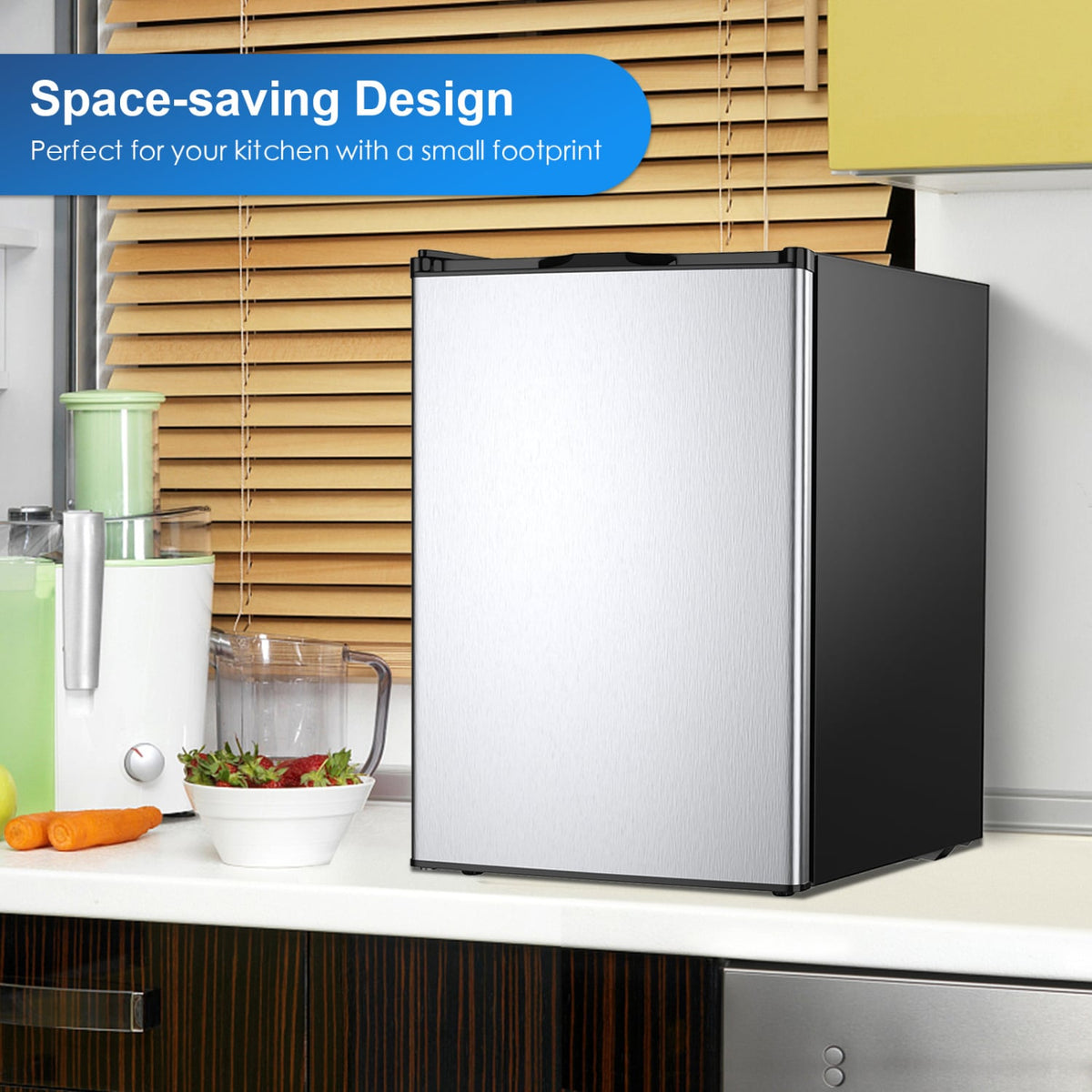 3 Cubic Feet Compact Upright Freezer with Stainless Steel Door-Refrigerators-DECOROLALA