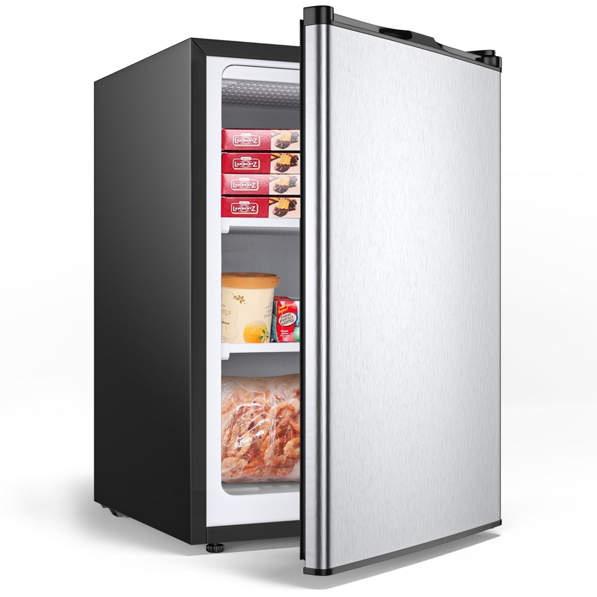3 Cubic Feet Compact Upright Freezer with Stainless Steel Door-Refrigerators-DECOROLALA
