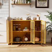 3-Door Bamboo Bathroom Cabinet with Shelves - Natural 40" Wide-Floor Cabinets-DECOROLALA