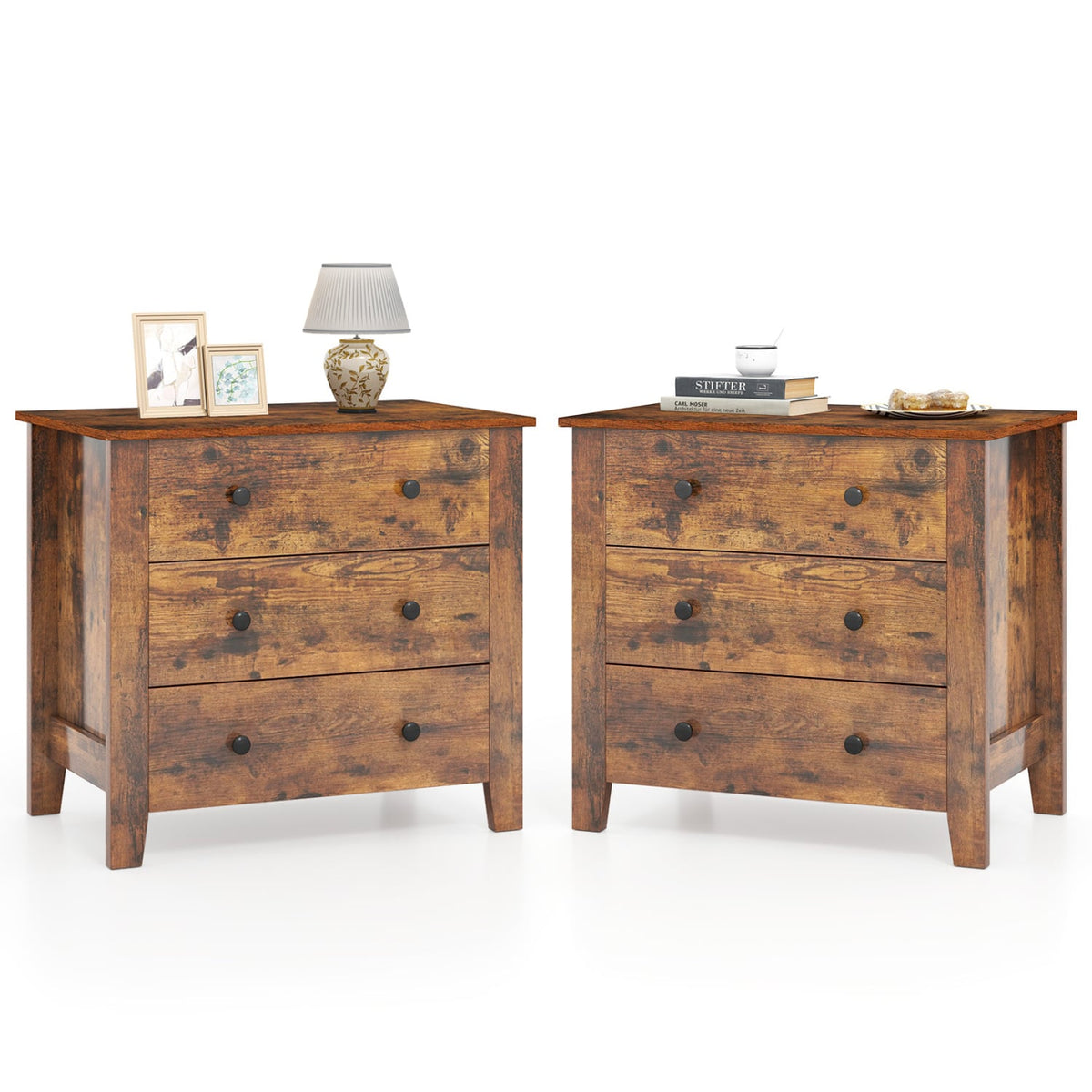 3-Drawer Dresser Chest 2-Pack - Brown (min order qty 2)-Dressers & Chests-DECOROLALA