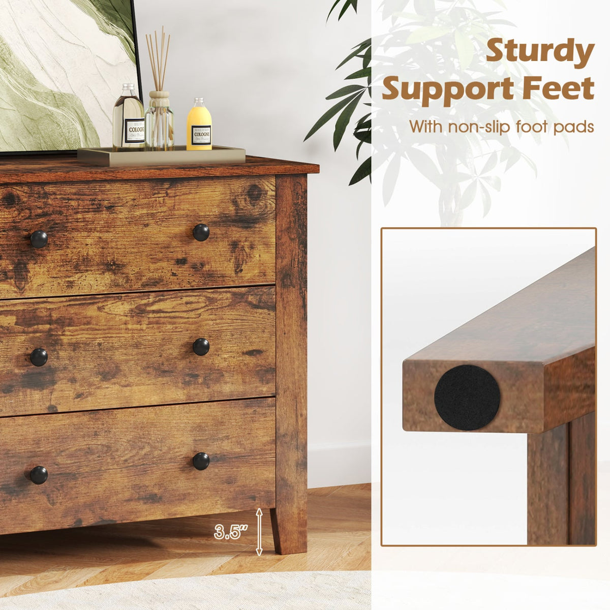 3-Drawer Dresser Chest 2-Pack - Brown (min order qty 2)-Dressers & Chests-DECOROLALA