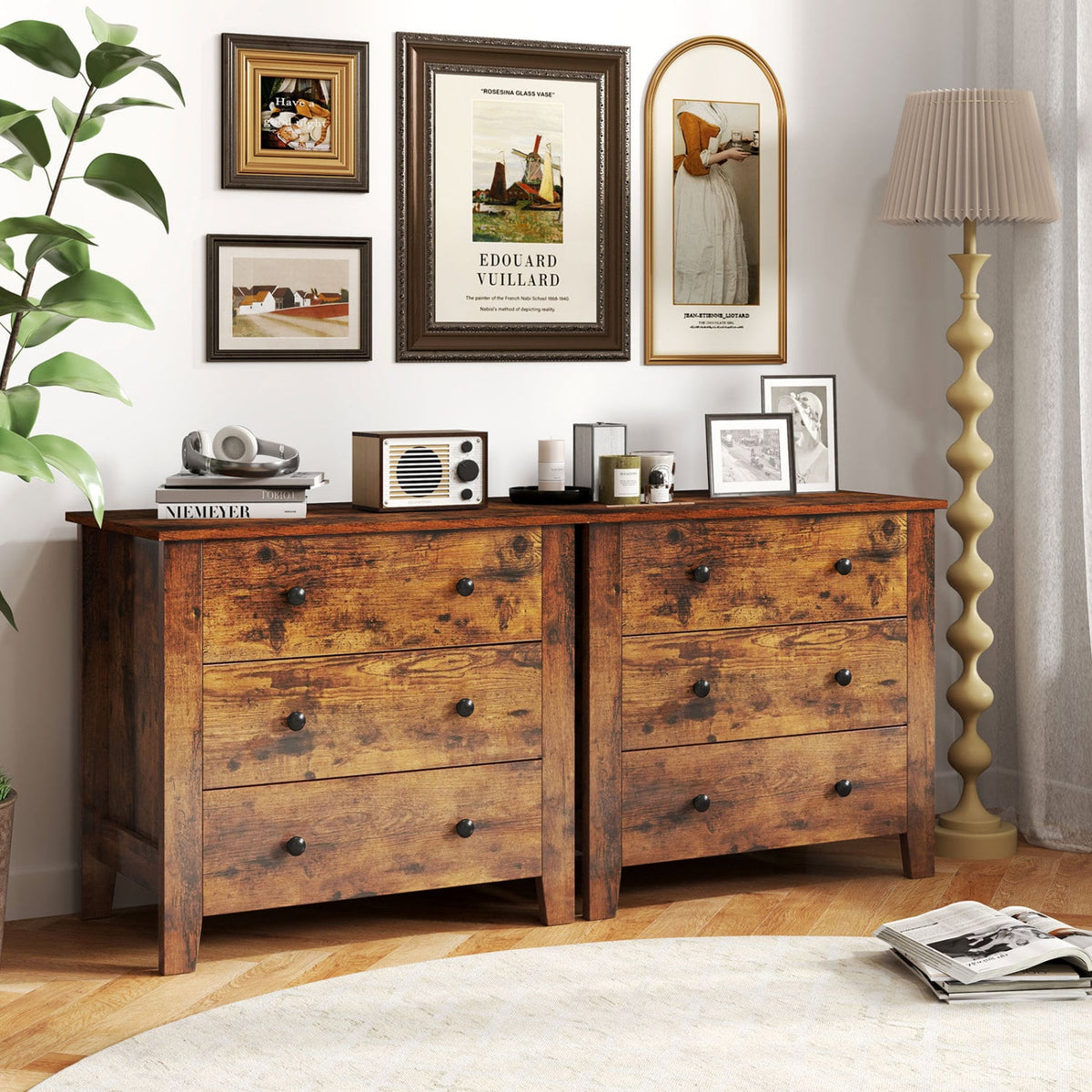 3-Drawer Dresser Chest 2-Pack - Brown (min order qty 2)-Dressers & Chests-DECOROLALA