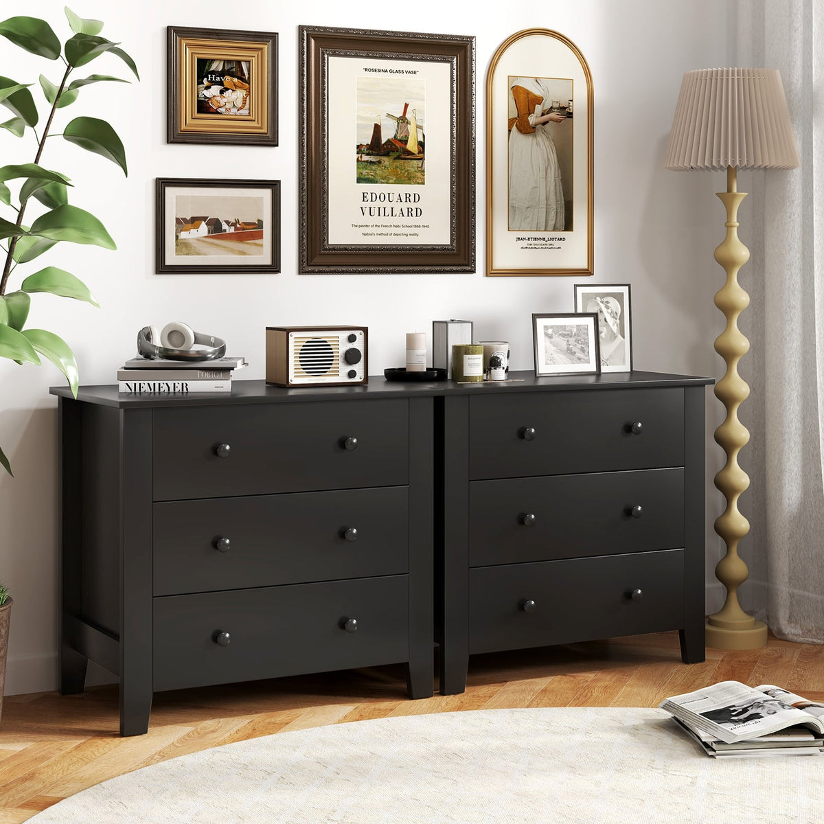 3 Drawer Dresser Chest - Black Wood Grain (min order qty 2)-Dressers & Chests-DECOROLALA