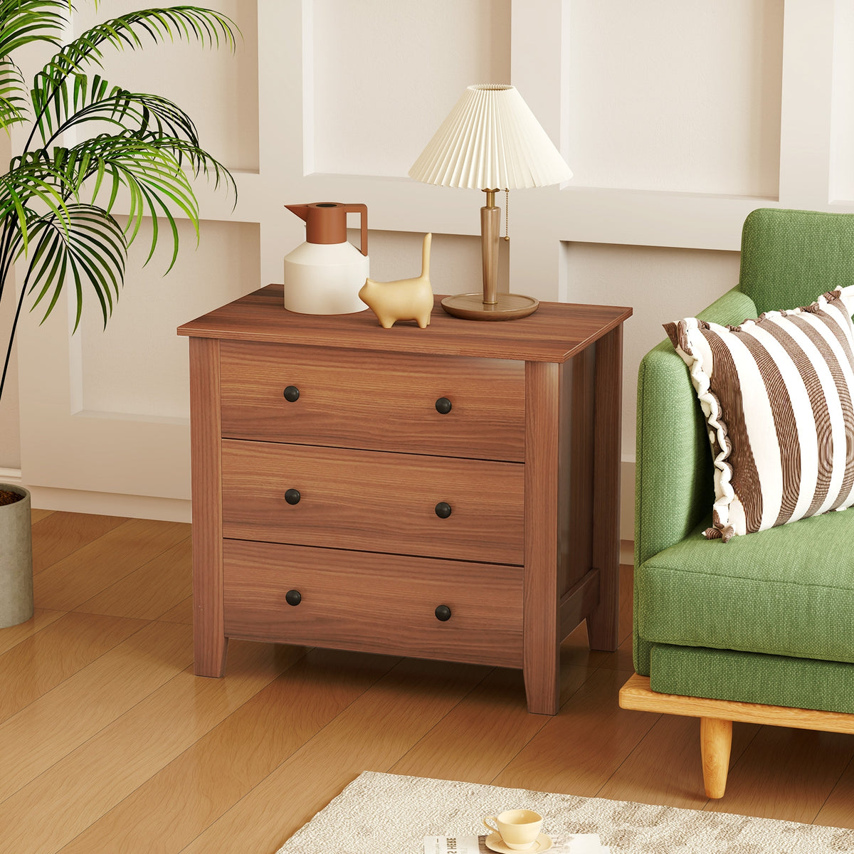 3 Drawer Dresser Chest - Walnut (min order qty 2)-Dressers & Chests-DECOROLALA