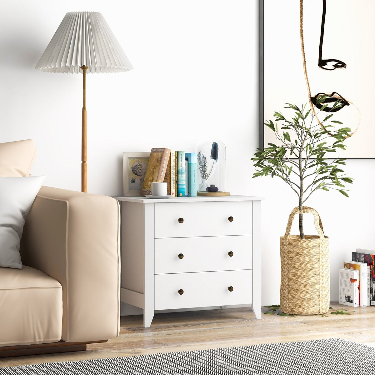 3 Drawer Dresser Chest - White (min order qty 2)-Dressers & Chests-DECOROLALA